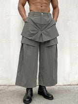 Men's Avant-Garde Deconstructed Tiered Pleated Oversized Baggy Wide Leg Pant SKUL65949