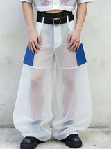 Men's Avant-Garde Sheer Mesh Patchwork Wide Leg Pant SKUL60252