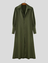 Mens Asymmetrical Split Hem Long Sleeve Shirt SKUL26177