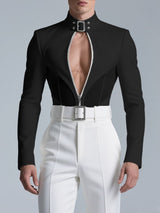 Men's Cut-Out Sheer Mesh Long Sleeve Jacket SKUL31911