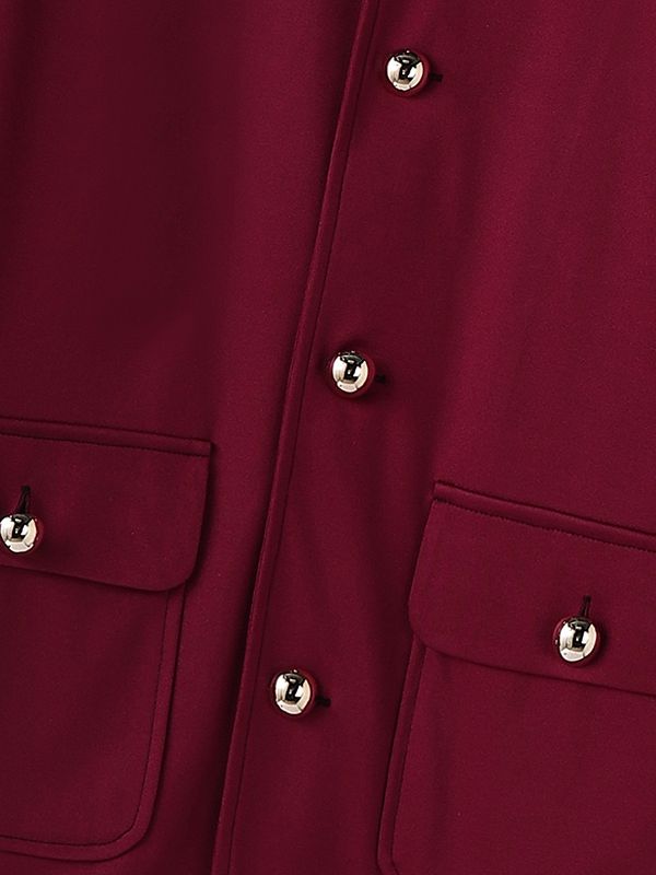 Men's Solid Color Topstitch Metal Button Long Sleeve Blazer SKUL48623