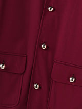 Men's Solid Color Topstitch Metal Button Long Sleeve Blazer SKUL48623