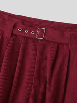 Men's Metal Buckle Patchwork Textured Casual Pant SKUL22237