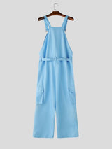 Men's Avant-Garde Cartoon Graphic Print Deep V-Neck Wide-Leg Cargo Jumpsuit SKUL65257