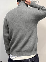 Mens Solid Zip High Neck Knit Sweater SKUK41120