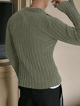 Mens Marled Knit Long Sleeve Golf Shirt SKUK41784