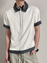 Mens Plaid Colorblock Short Sleeve Shirt SKUL10742