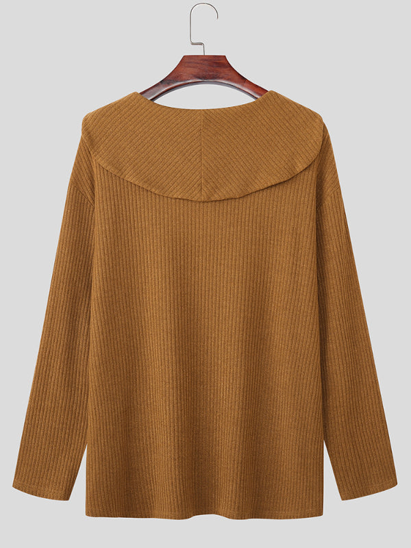 Men's Knit Textured Pullover Long Sleeve Sweater SKUL28247