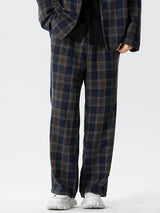 Mens Vintage Plaid Casual Straight Pants SKUK41861