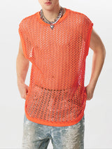 Mens Hollow Out Crew Neck Sleeveless Vest SKUK46354