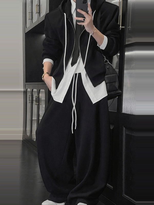 Men's High Street Loose Hooded Two Pieces Outfit SKUL35304