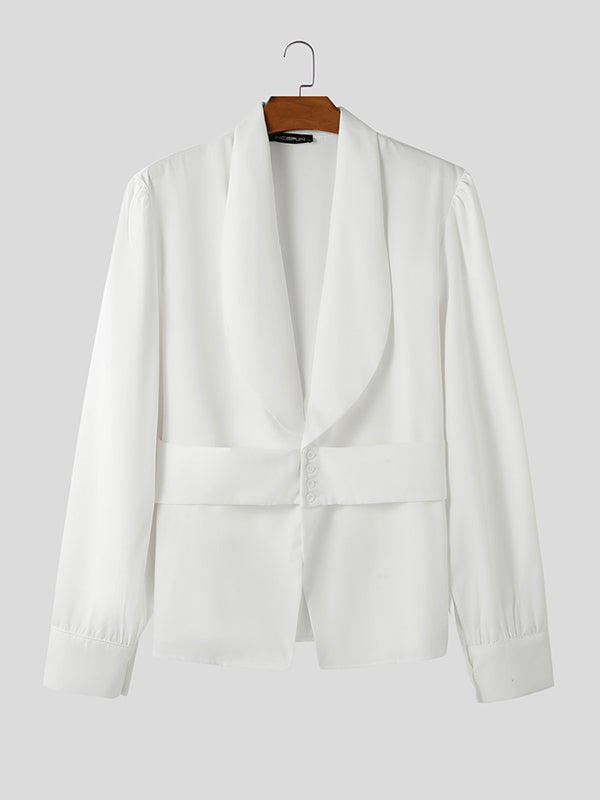 Mens Minimalist Button Design Long Sleeve Shirt SKUL01066