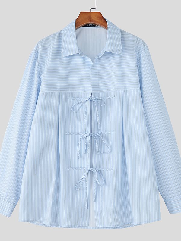 Men's Tie Striped Long Sleeve Shirt SKUL31907