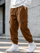 Men's Japanese Workwear City Walk Corduroy Cargo Flap Pocket Cuffed Pant SKUL84772