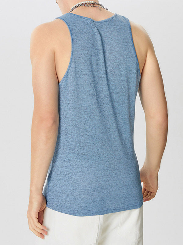 Mens Deconstructed Cross Solid Color Tank SKUK68468