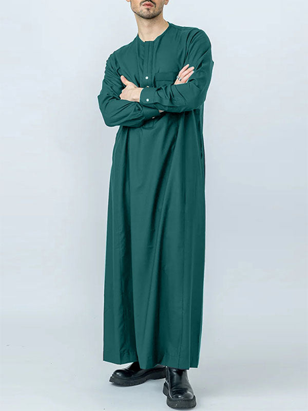 Mens Solid Long Sleeve Muslim Robe SKUK28591