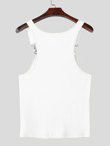 Mens Solid Color Textured Sleeveless Tank SKUL06352
