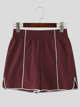 Men's Retro Muay Thai Boxing Style Contrast Piping Sports Short SKUL69707