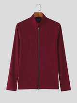 Men's Casual Minimalist Double Zipper Long Sleeve Cardigan SKUL46228