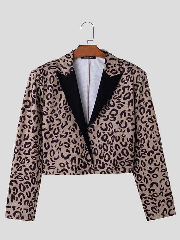 Mens Leopard Long Sleeve Blazer Crop Top SKUK31894