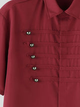 Men's Avant-Garde Hussar-Inspired Military Cording Short Sleeve Button-Down Shirt SKUL62066