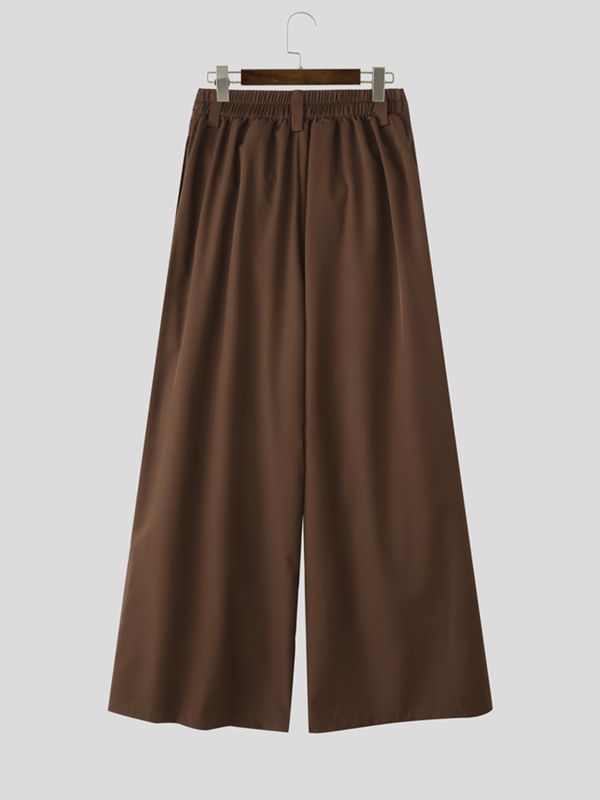 Men's Avant-Garde Victorian Hakama-Style Maxi Wide-Leg Skirt-Pant SKUL73674