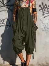 Men's Harajuku Streetwear Baggy Dropped Crotch Harem Fit Cropped Bib Overall SKUL63151