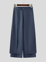 Men's Solid Color Layered Wide Leg Casual Pant SKUL30427
