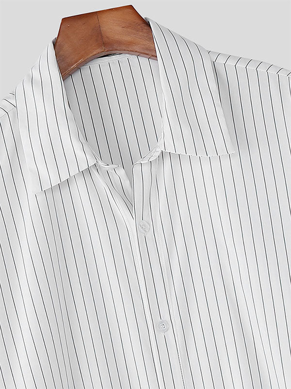 Men's Stripe Casual Long Sleeve Shirt SKUL29588