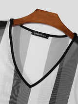 Mens Vertical Stripe Print V-Neck Tank SKUK68777