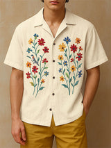 Mens Floral Embroidered Short Sleeve Shirt SKUL15476