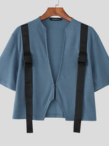 Men's Webbing Patchwork Waffle Texture Short Sleeve T-shirt SKUL46020