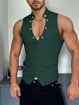 Men's Chain Decoration Slim Fit Waistcoat SKUL48010