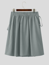 Men's Avant-Garde Gothic Pleated Layered Tie Waist Kilt Skirt SKUL58595