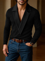 Men's Solid Color Knit Long Sleeve Sweater SKUL31942