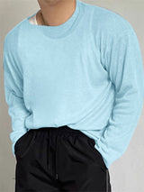 Mens Lightweight Textured Knit Long Sleeve T-Shirt SKUK71330