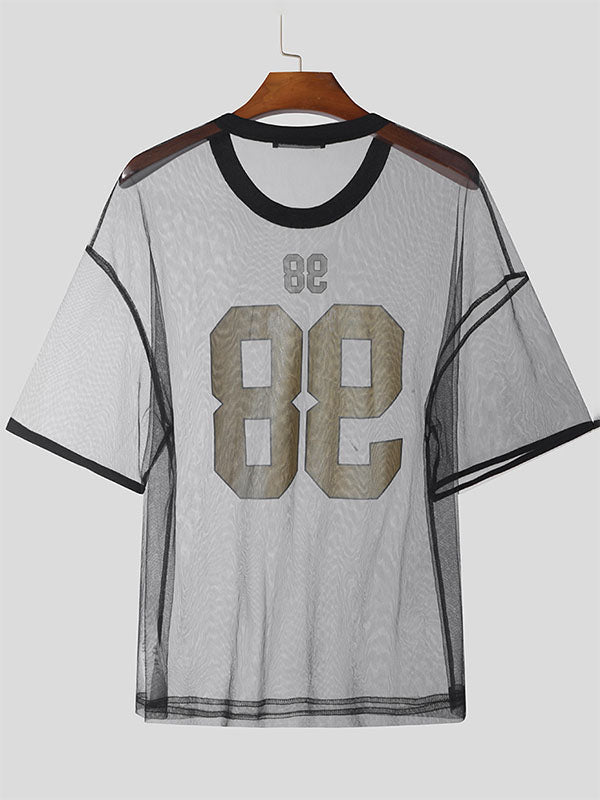 Mens Number Print Half Sleeve T-Shirt SKUK80568