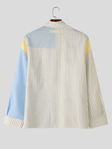 Men's Striped Color Block Casual Long Sleeve Shirt SKUL22483