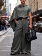 Men's Deconstructed Shawl Patchwork Two Pieces Outfit SKUL41353