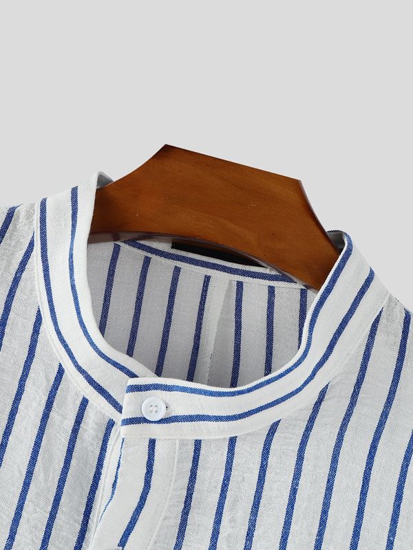 Men's Loose Stripe Half Sleeve Shirt SKUL28485