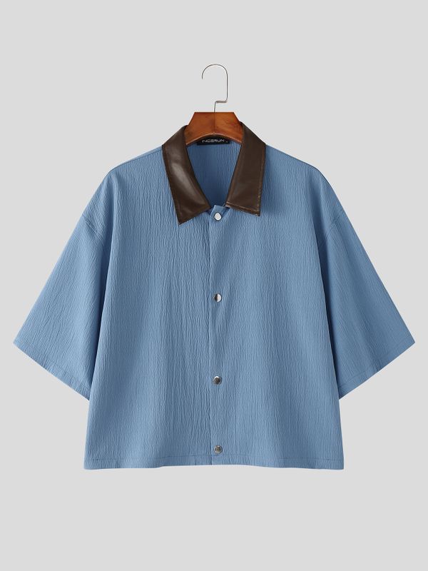 Men's Solid Color Utility Short Sleeve Shirt SKUL58671