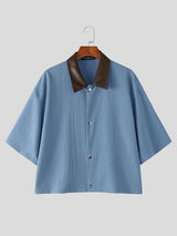 Men's Solid Color Utility Short Sleeve Shirt SKUL58671