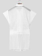 Men's Avant-Garde Strong-Shoulder Mesh-Panel Tactical Belted Techwear Waistcoat SKUL54772