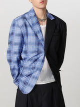 Mens Plaid Patchwork Long Sleeve Blazer SKUK76960
