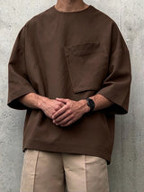 Men's Japanese Cityboy City Walk Oversized Chest Pocket Half Sleeve T-shirt SKUL86039