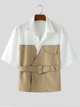 Men's Fake Two Piece Color Block Short Sleeve Shirt SKUL18659