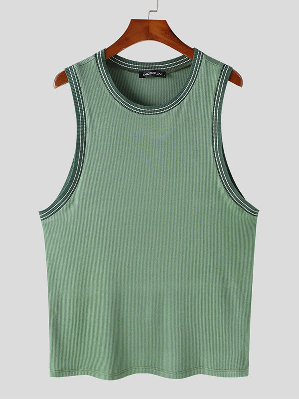 Mens Rib-Knit Crew Neck Sleeveless Vest SKUK24667