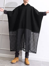 Men's Avant-Garde Darkwear Nightclub Party Sheer Mesh Patchwork Cape Cloak SKUL84578