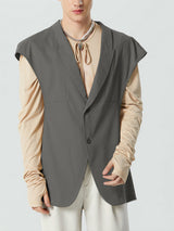 Mens Deconstruction Design Solid Casual Waistcoat SKUK35384