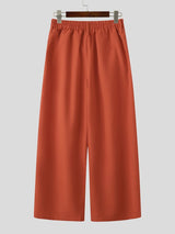 Men's Solid Color Frog Button Design Loose Long Pant SKUL60117